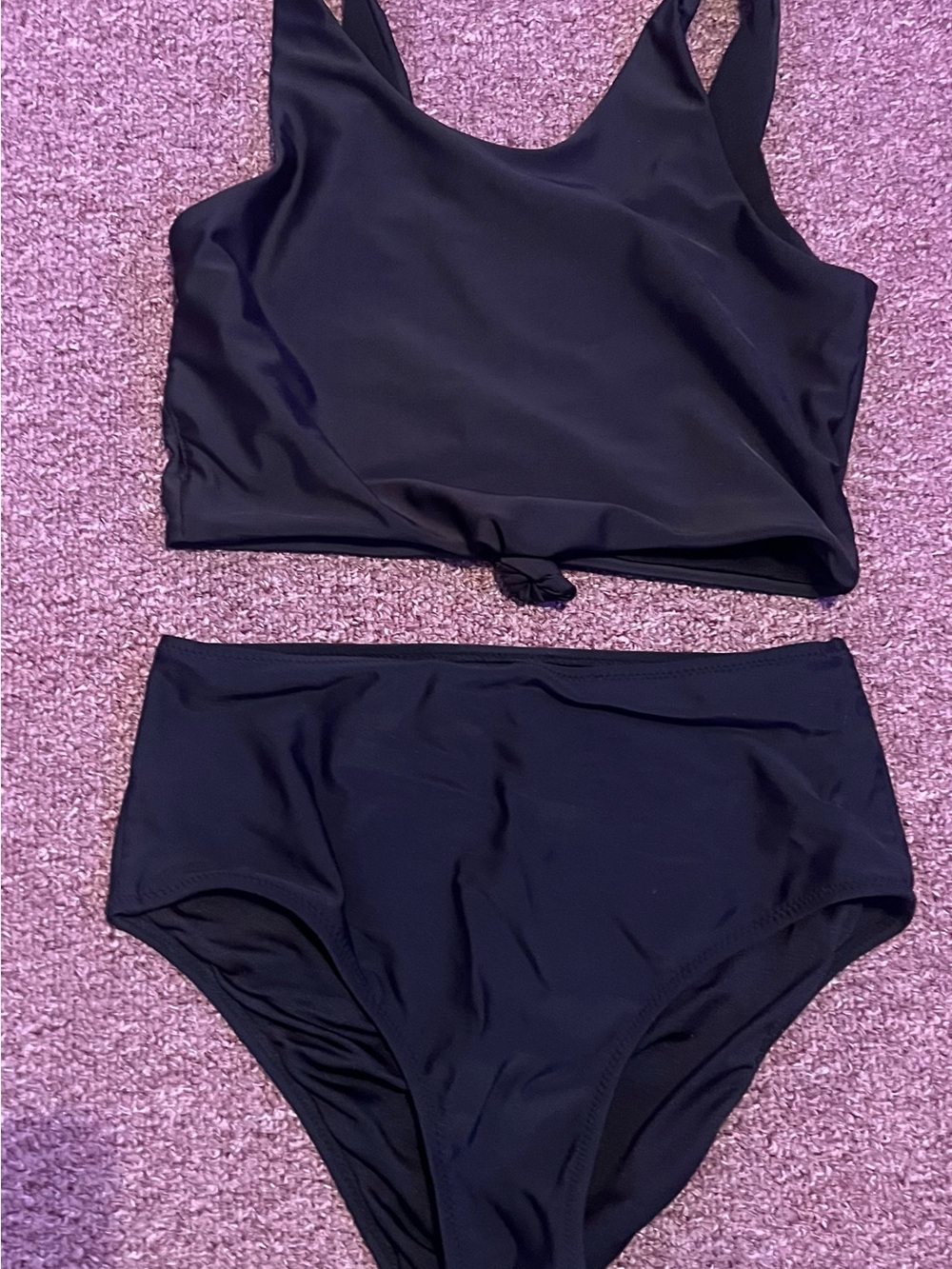 Black Two-Piece High-Waist Bikini Set and Boy Cut Shorts